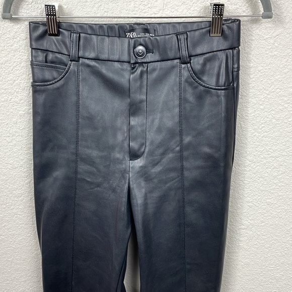 Zara Vegan Faux Leather High Rise Pants Skinny Legging Sz M - Picture 6 of 16